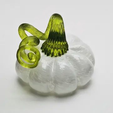 Slow Burn Glass Pumpkin with Small White with Green Stem