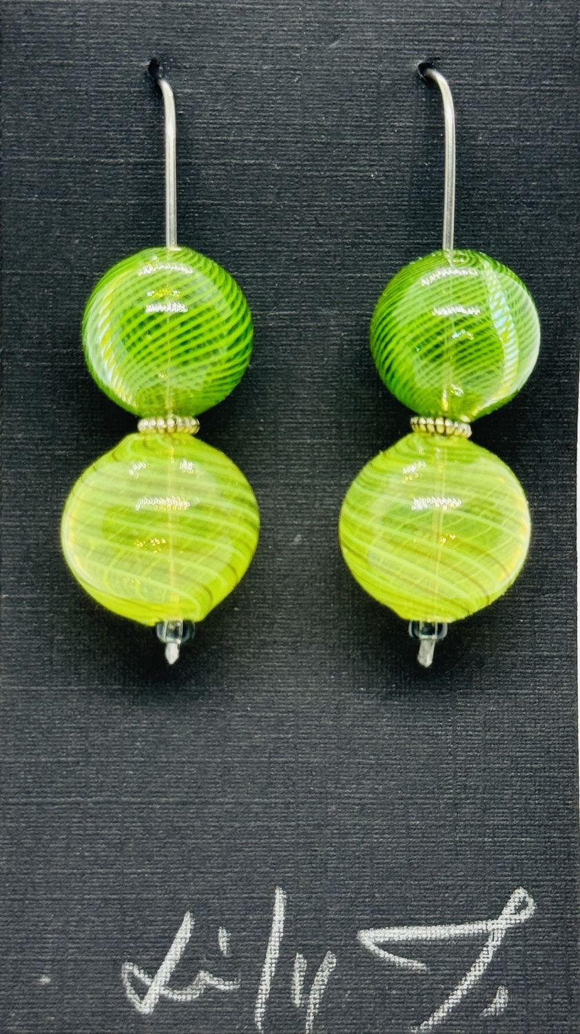 Tsay Earring Duo Green Glass Balls