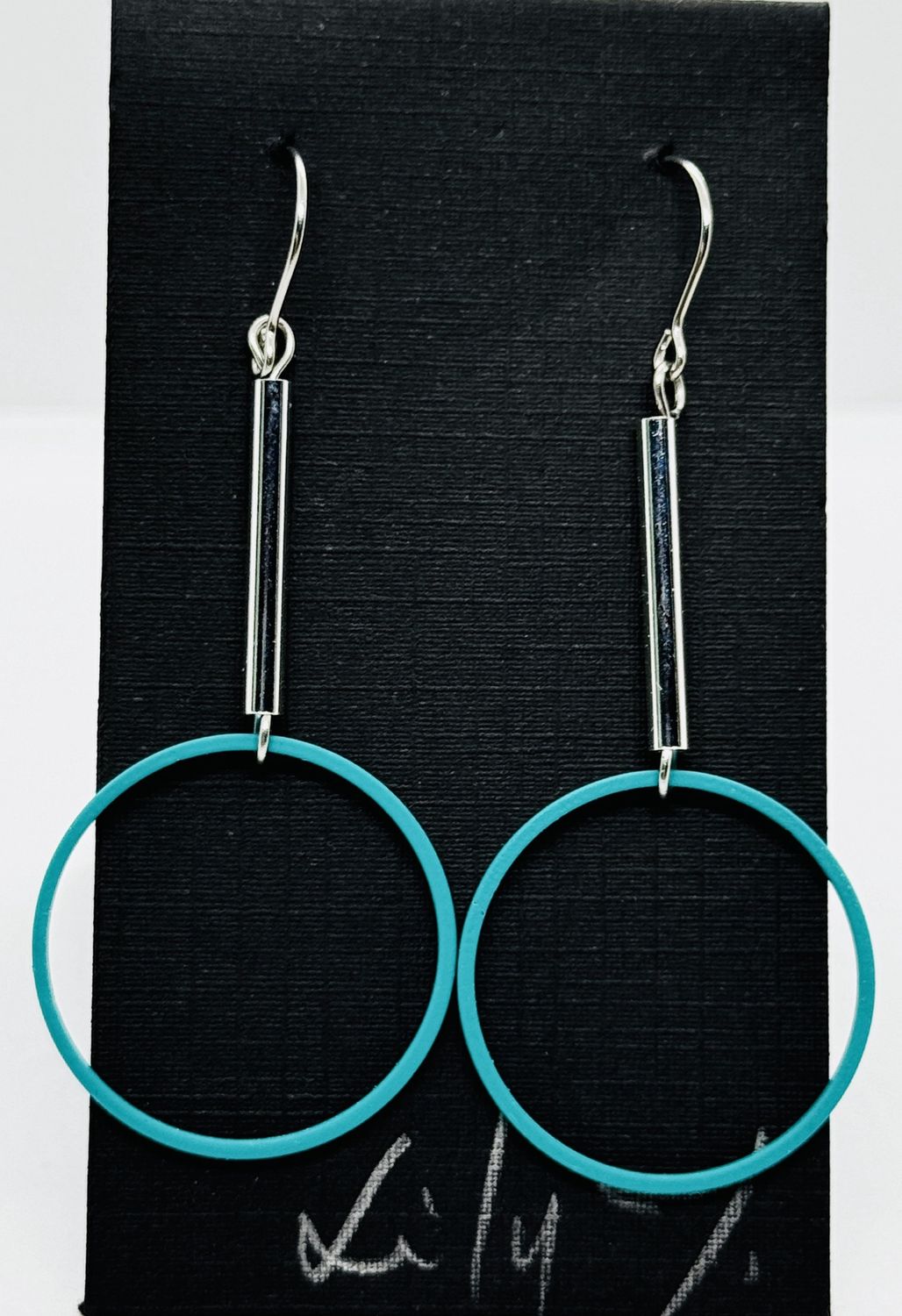 Tsay Earring Teal Circle w/Stainless Steel Tube