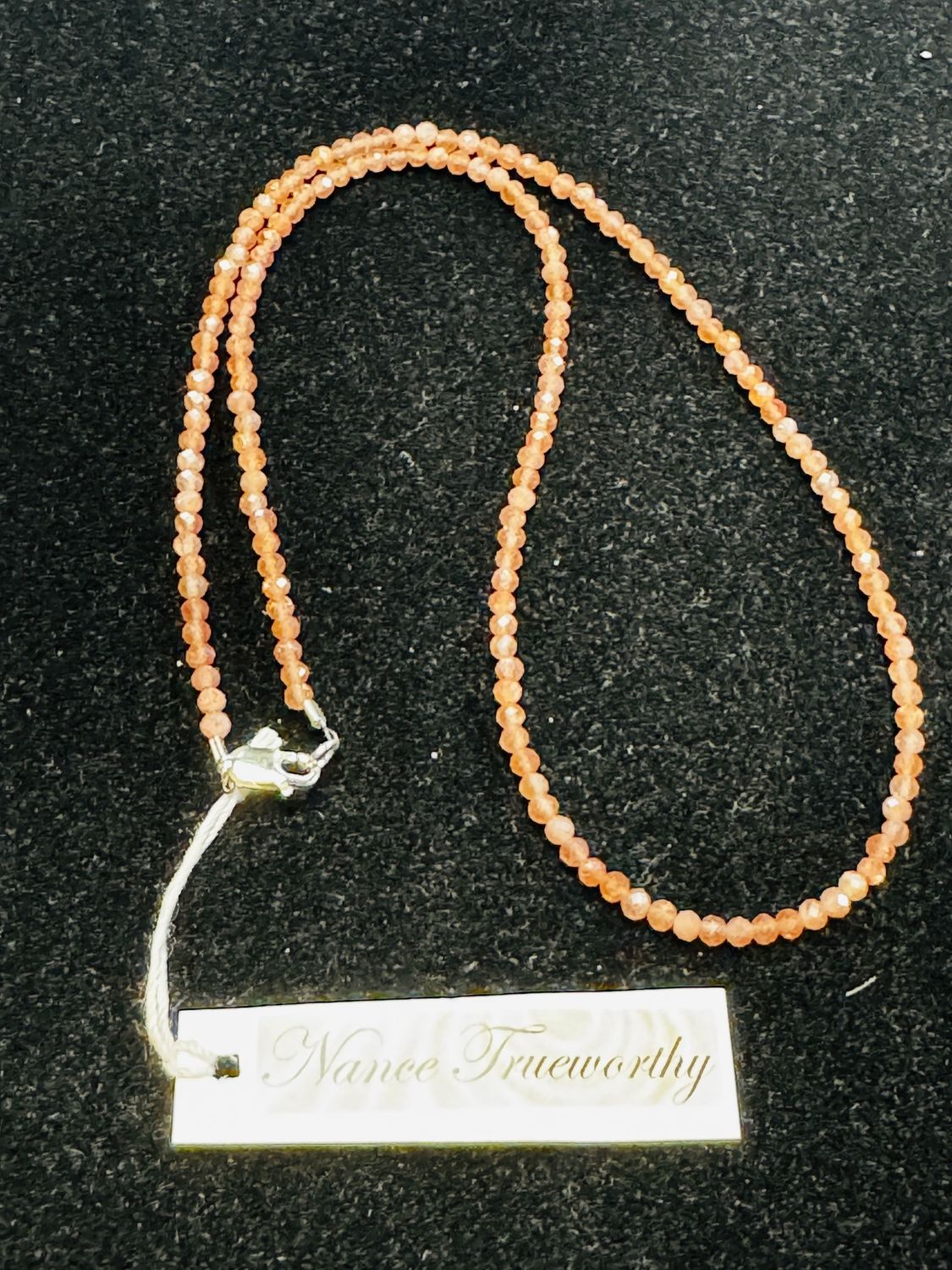 Trueworthy Necklace Tiny Faceted Peach Moonstone
