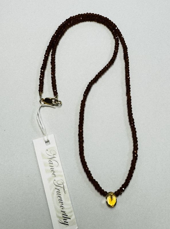Trueworthy Necklace Hessonite Garnet with Oval Citrine