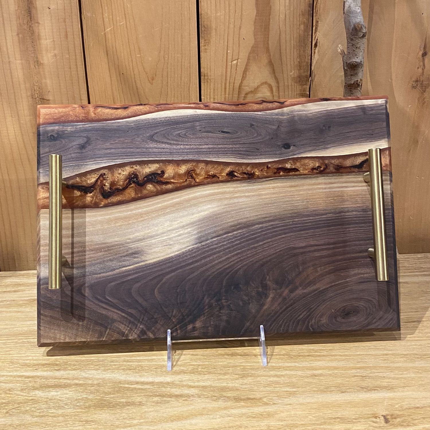 GM Charcuterie Board Walnut Bronze Resin
