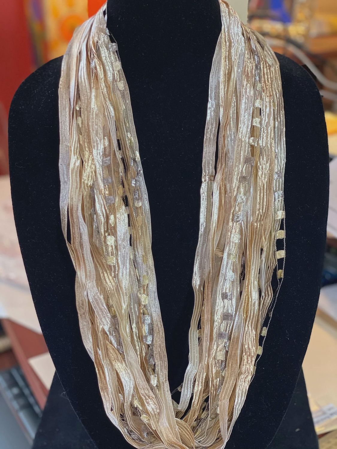 JA Collections Soft Cream Fiber Necklace 18&quot;