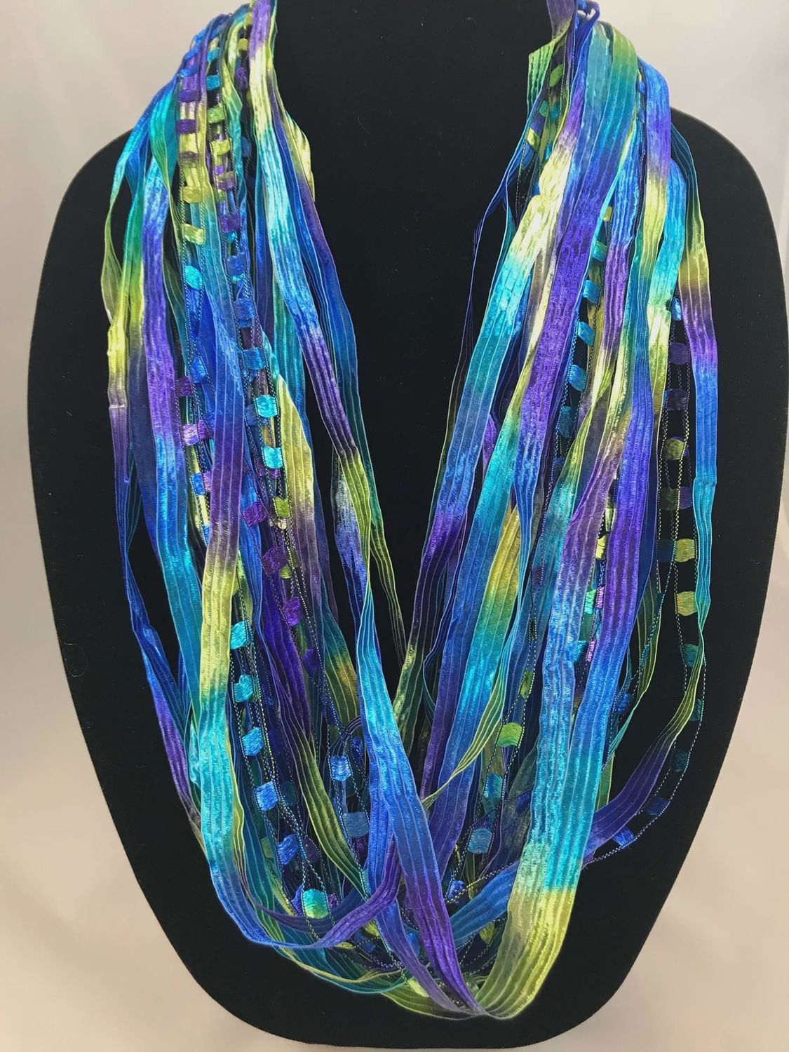 JA Collection Peacock Fiber Necklace 12&quot;