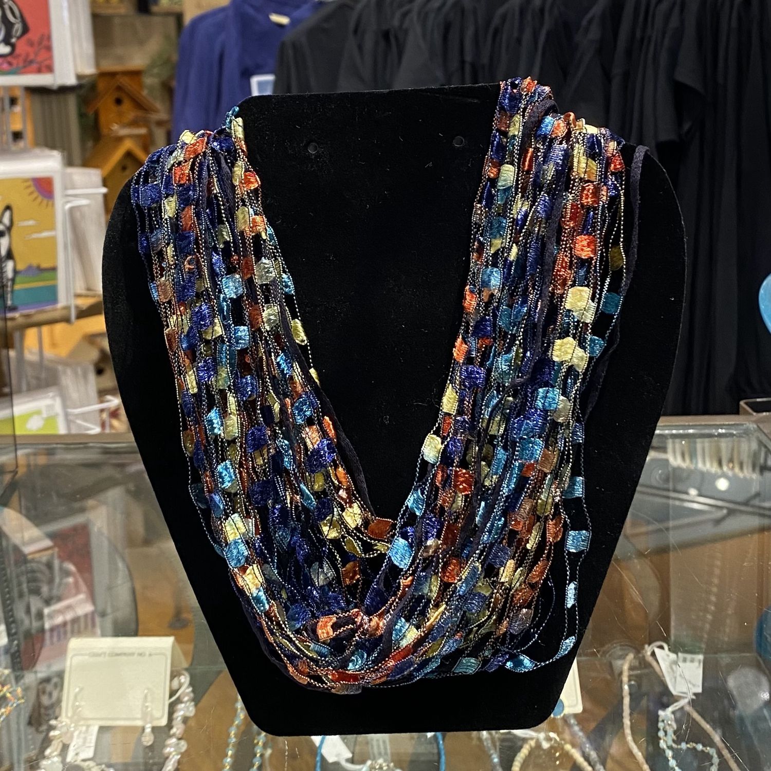 JA Collection Multi Gem Jewel Fiber Necklace 12&quot;
