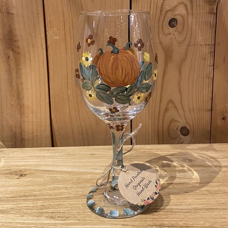 Snyder Hand Painted 20oz Wine Glass Pumpkin 1