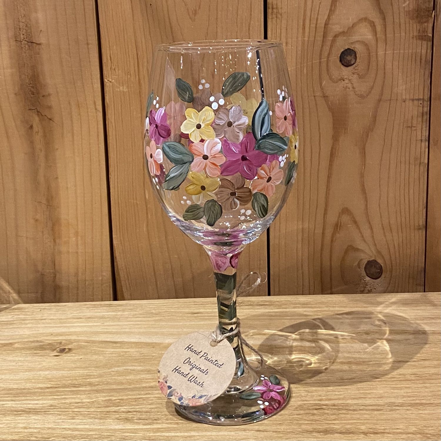 Snyder Hand Painted 20oz Wine Glass Fall Flowers 1
