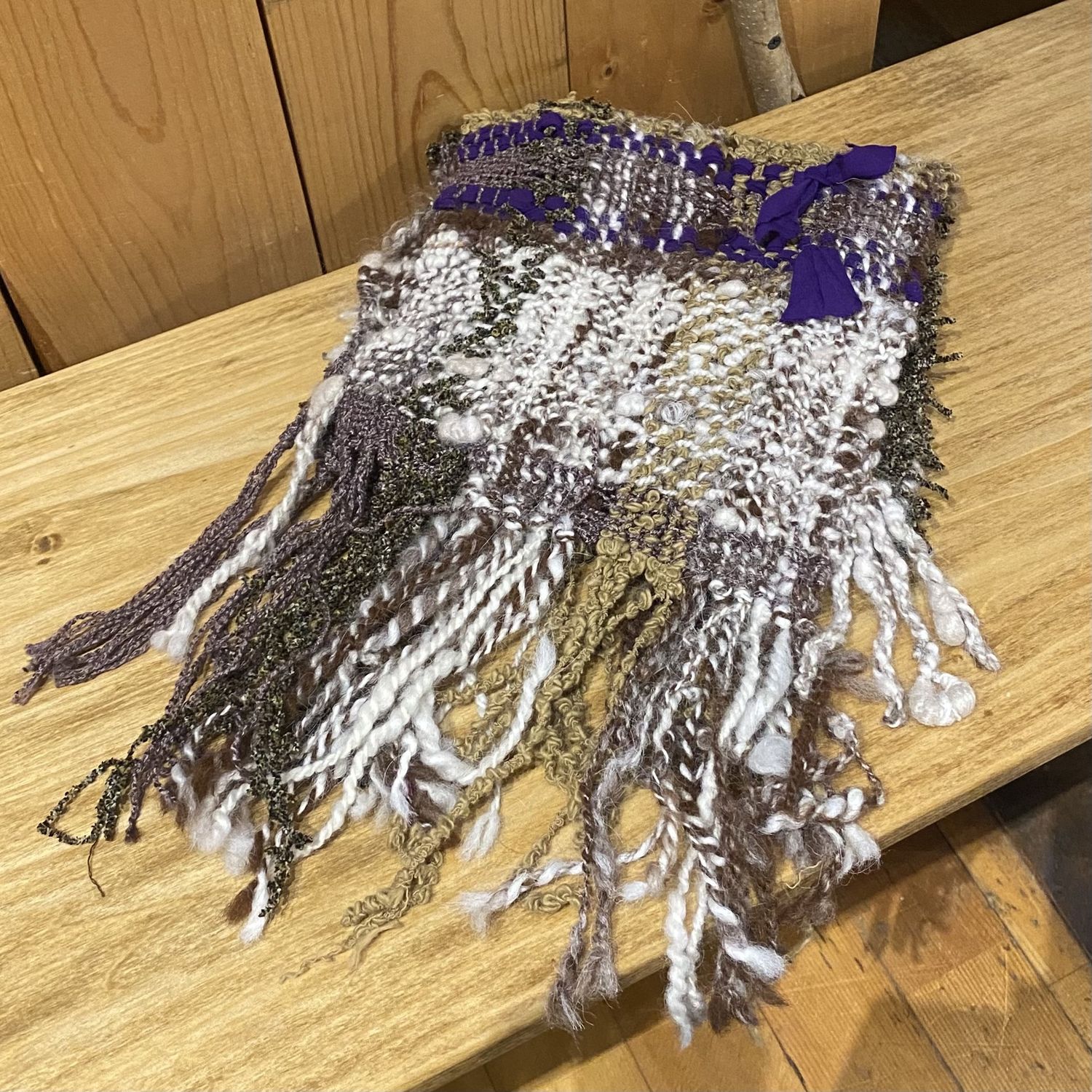 Russotti Neck Scarf W/Tibetan Stone Pin Brown/Cream