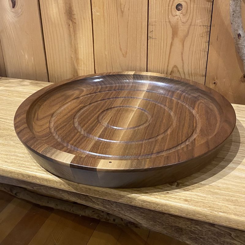 On The Edge  Round Walnut Serving Tray