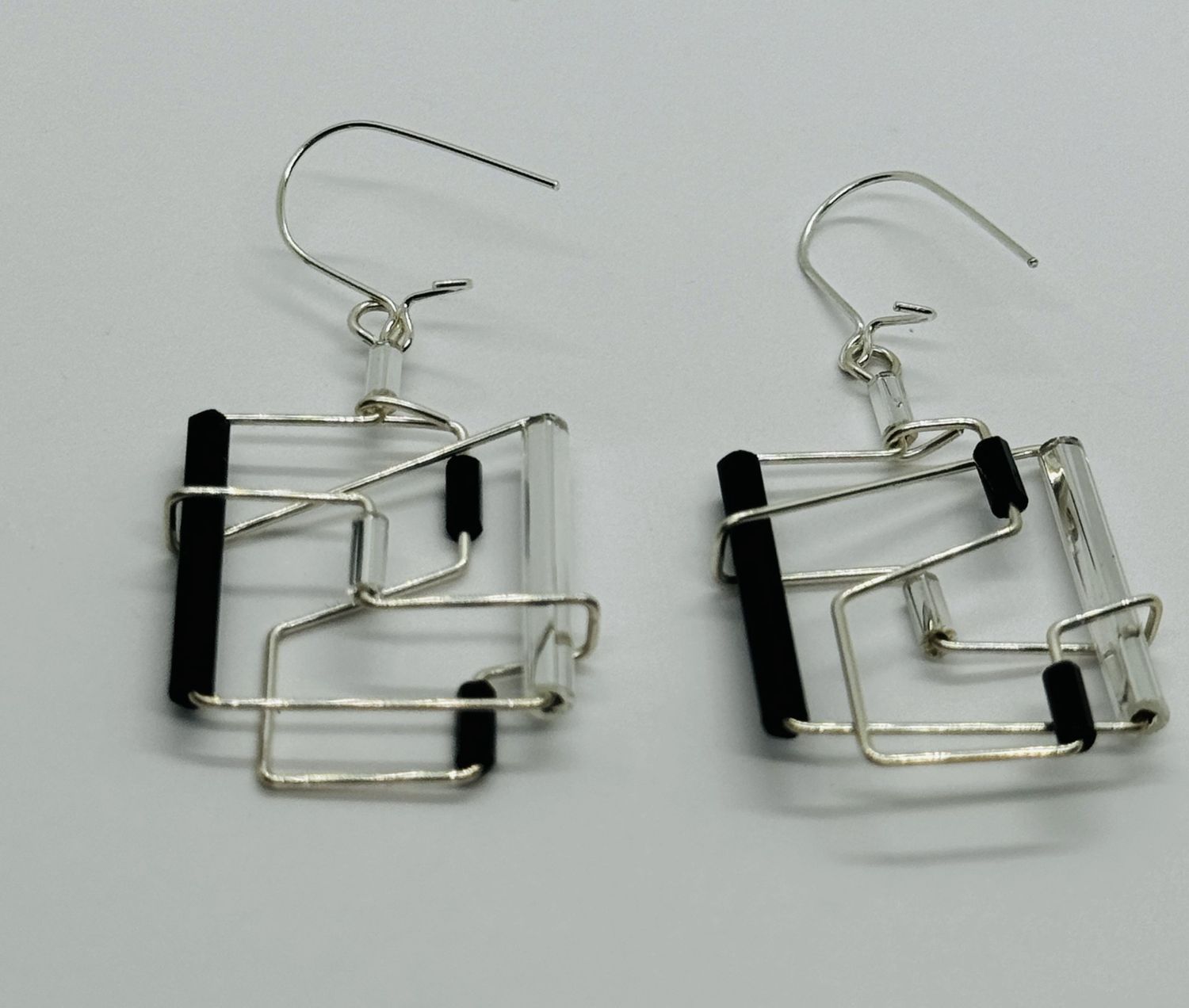 Barb Wire Earrings - 07 Silver and Black