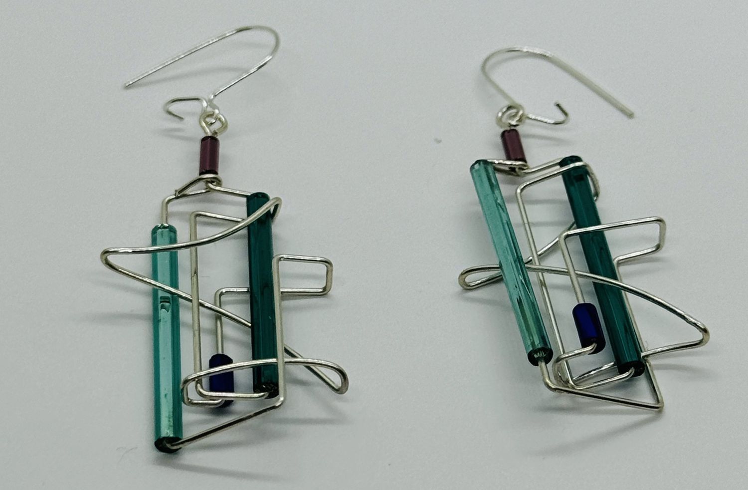 Barb Wire Earrings -21 Teal/Purple