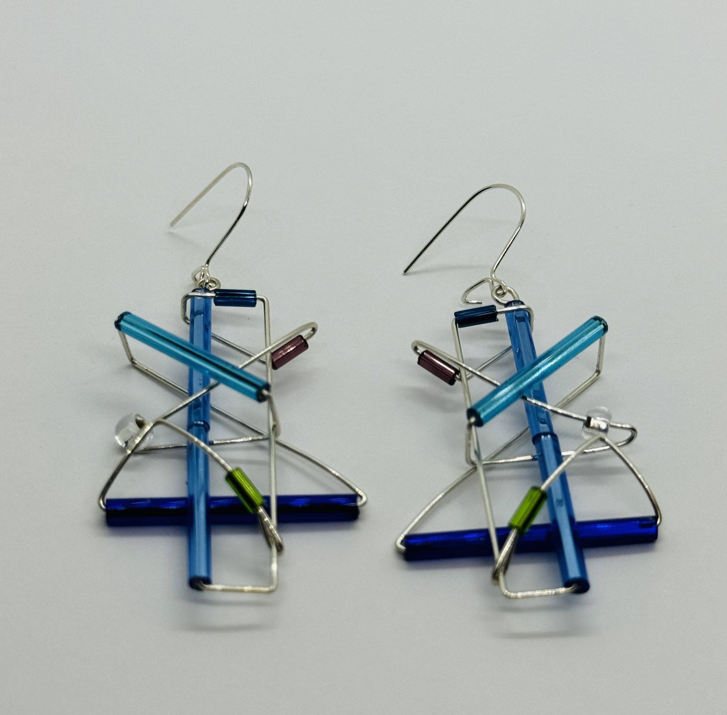 Barb Wire Earrings Criss Cross Purple/Blue