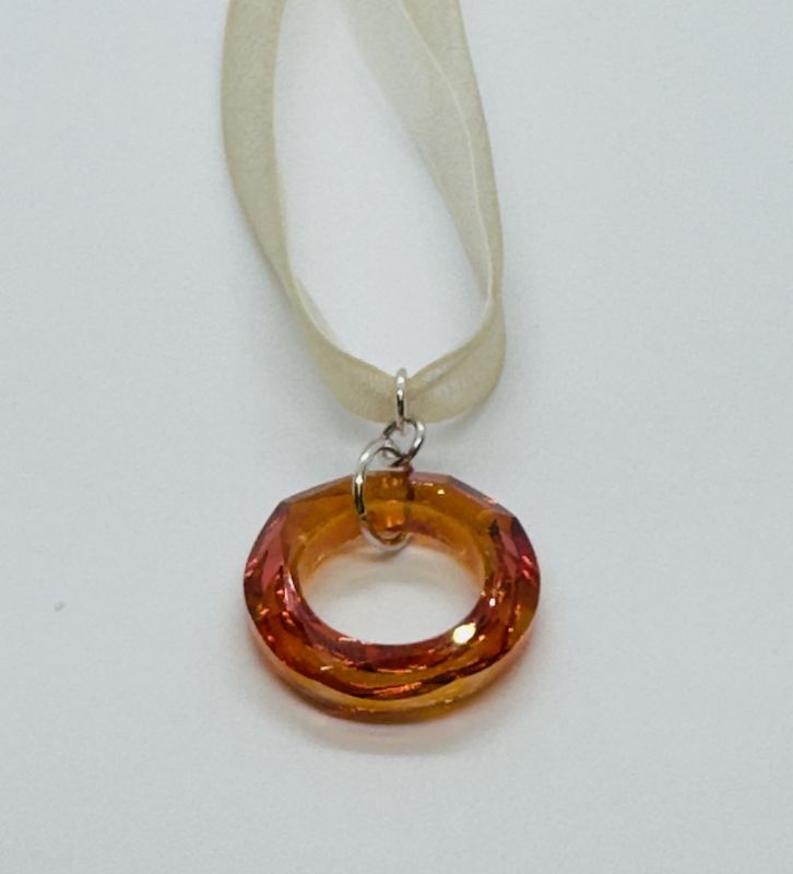 CA Necklace Round Copper on Cream Organza