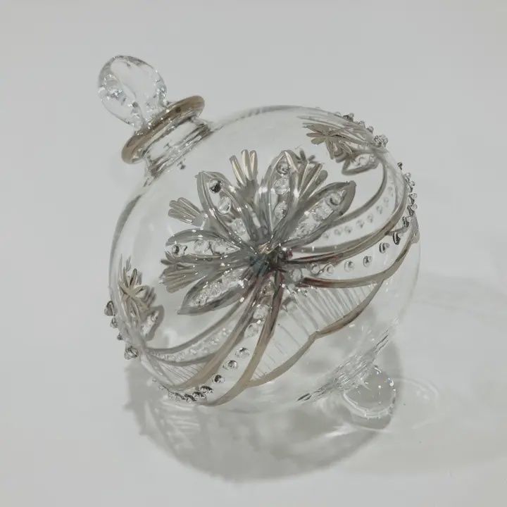 Dandarah Ornament Hand Blown Glass Lotus Garland Silver
