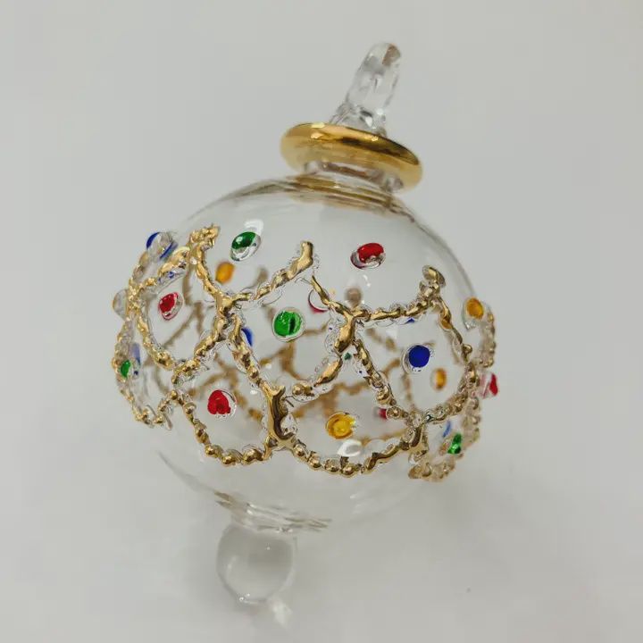 Dandarah Ornament Hand Blown Glass Colored Gems