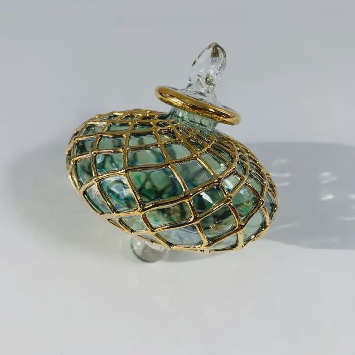 Dandarah Blown Glass Small Ornament - Diamond Toupie Emerald