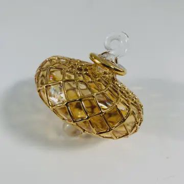 Dandarah Blown Glass Small Ornament - Diamond Toupie Amber