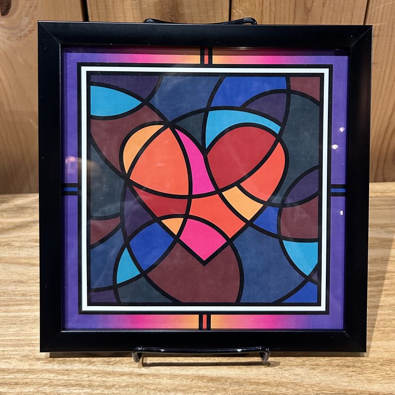 Metimothy Stained Glass Heart Framed 0039