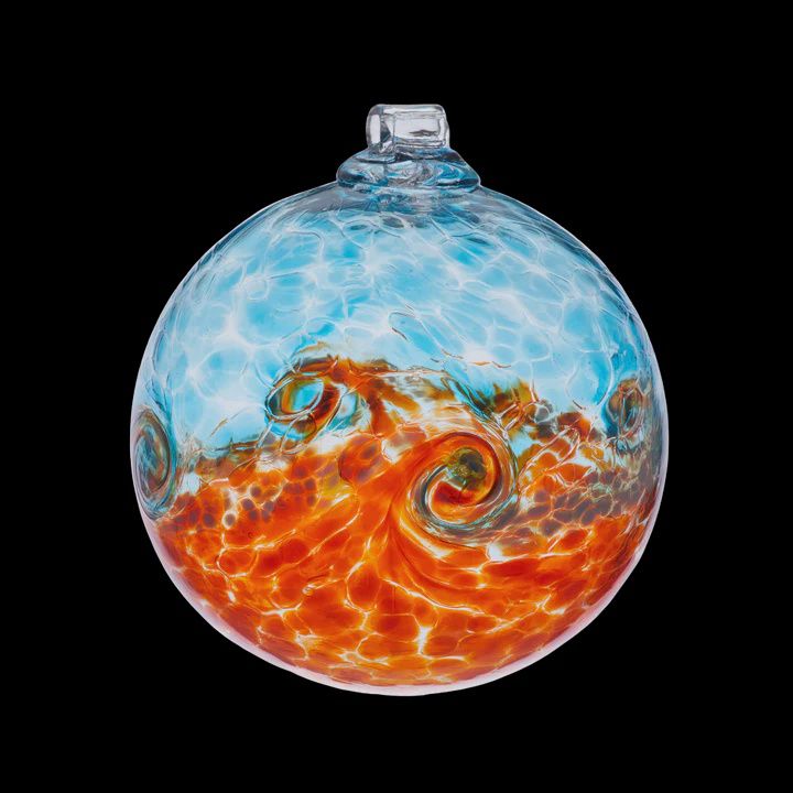 Kitras Ornament Van Glow 6&quot; Orange/Blue Wave