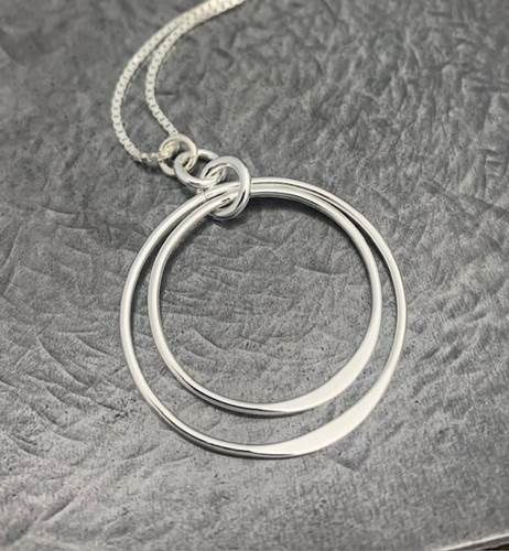 Reflections In Silver Double Hoop Pendant