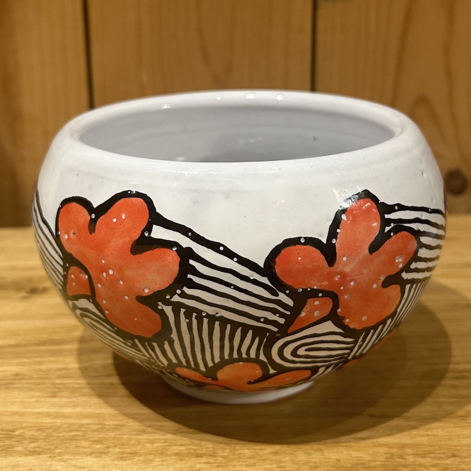 Okechukwu Vase White w/ Blood Orange Leaves