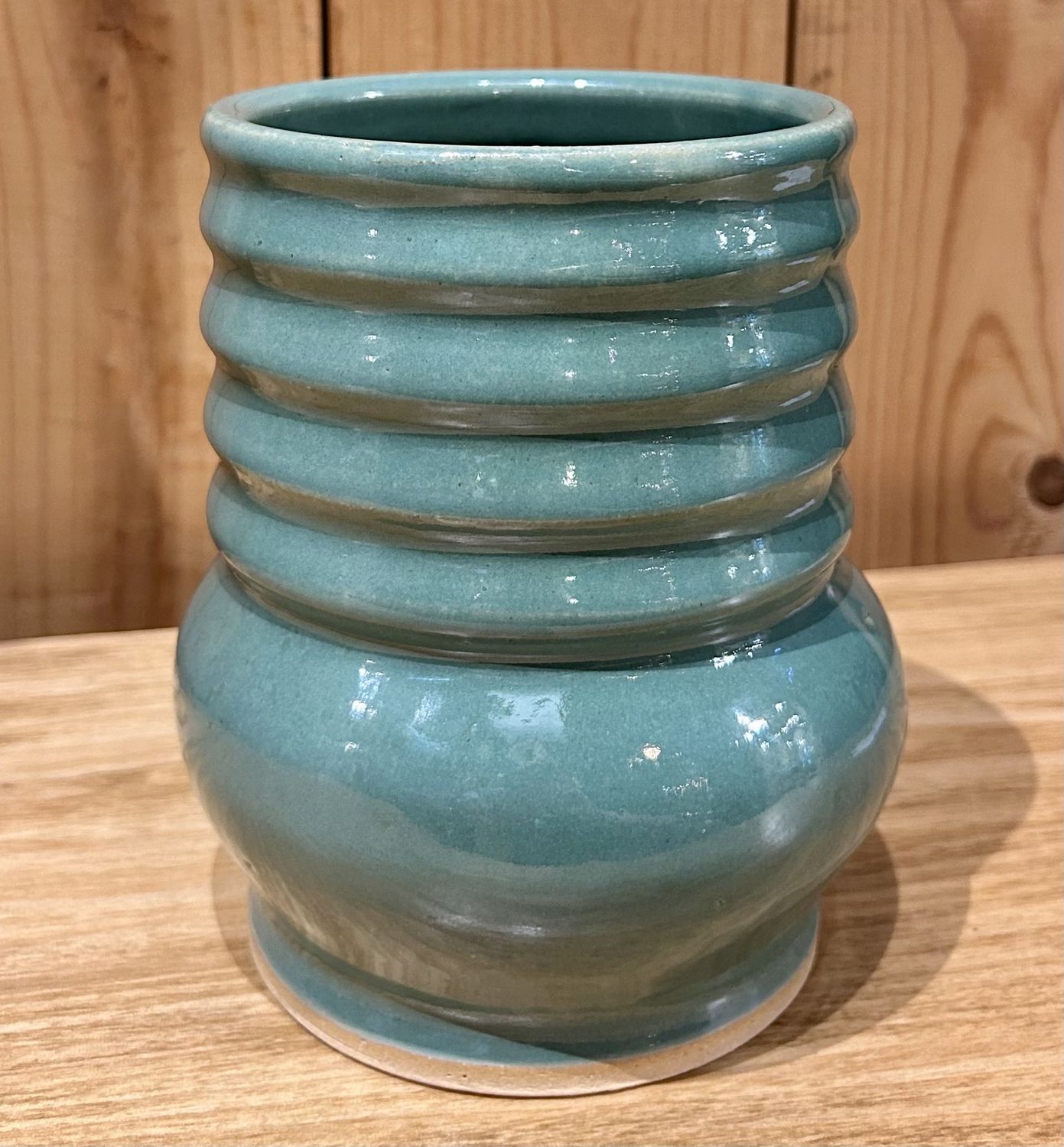Okechukwu Vase Green Ridged