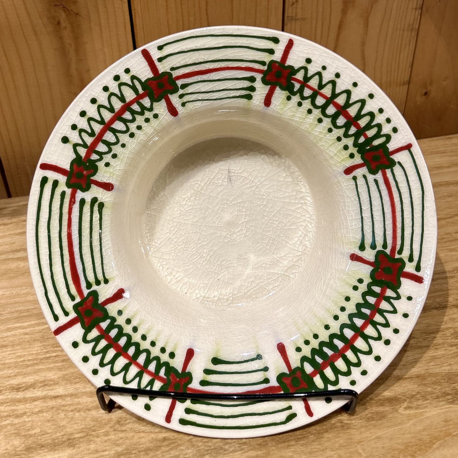 Okechukwu Bowl White w/ Green/Red Lines/Dots