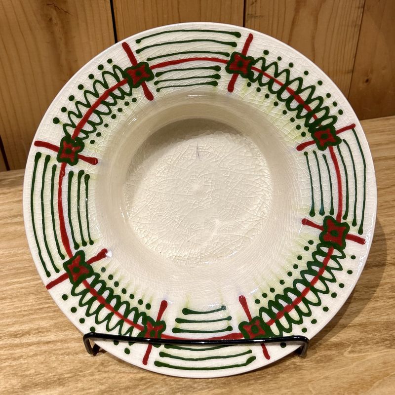 Okechukwu Bowl White w/ Green/Red Lines/Dots