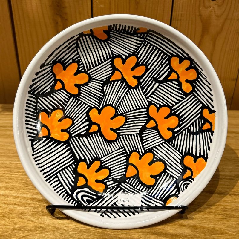 Okechukwu Bowl White Orange Leaves