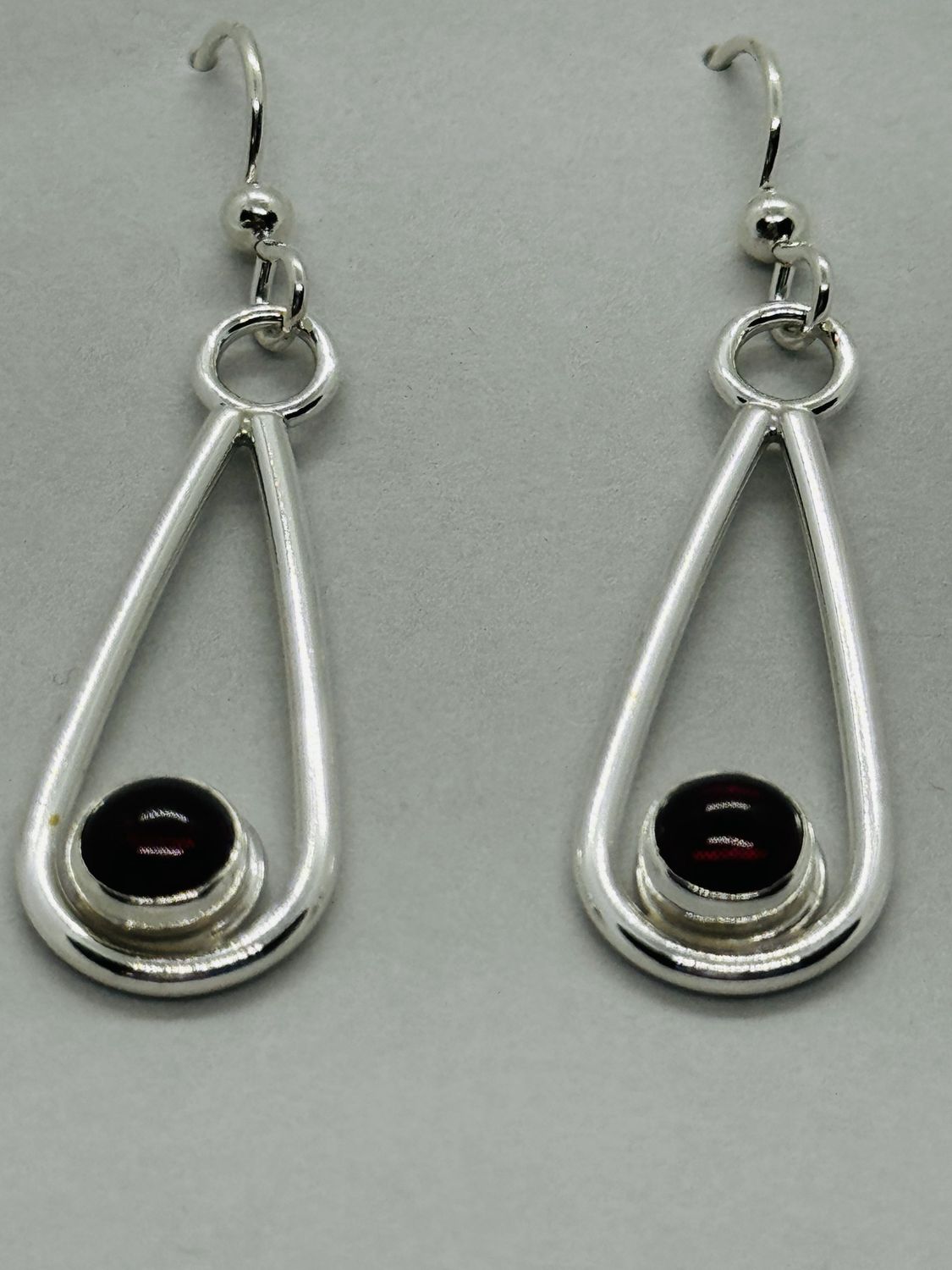 Reflections In Silver Tall Teardrop Garnet
