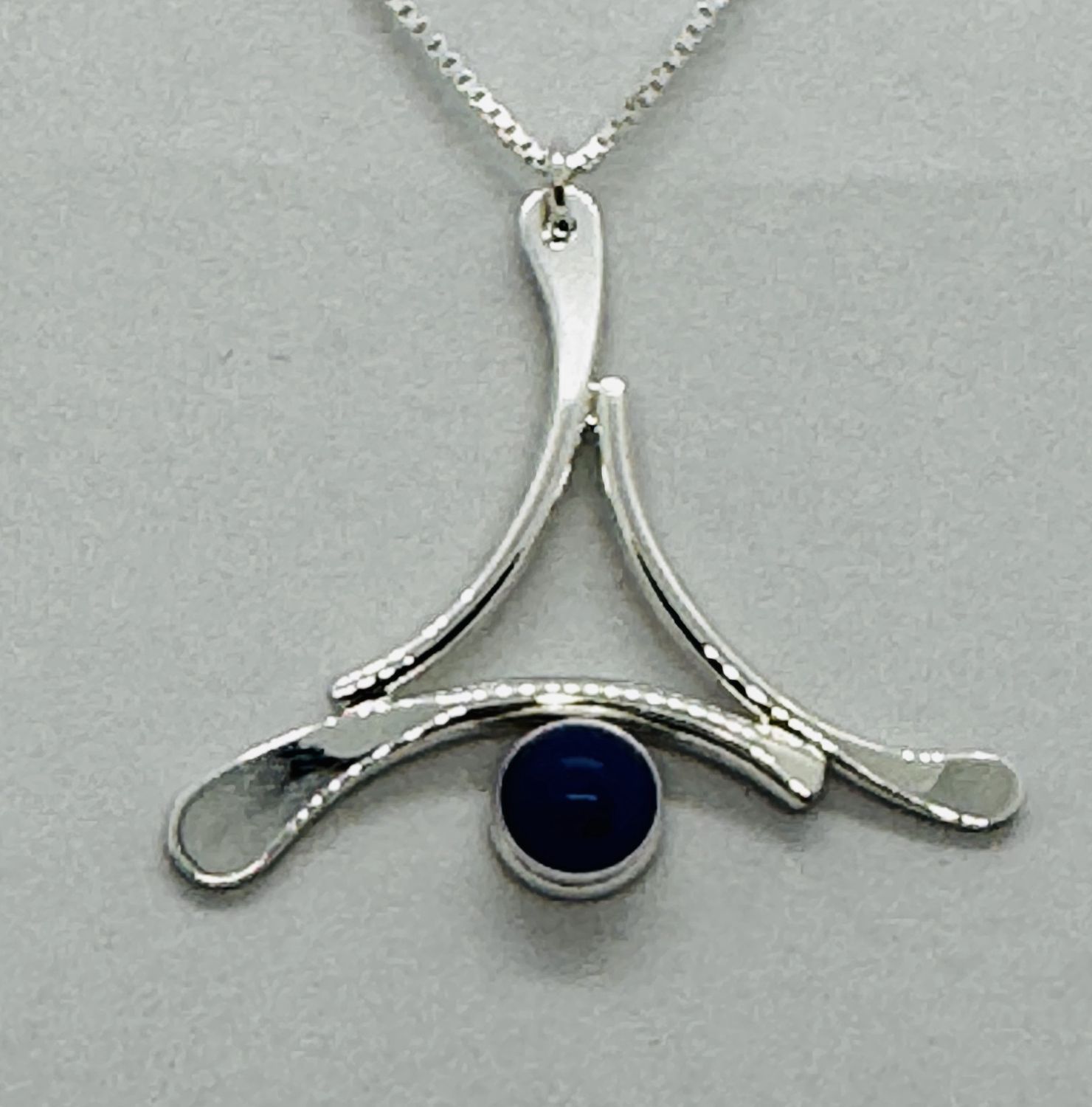 Reflections In Silver Necklace Forged Lapis