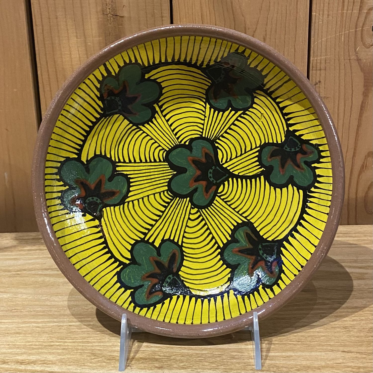 Okechukwu Bowl Green/Red/Black Leaves Yellow Base