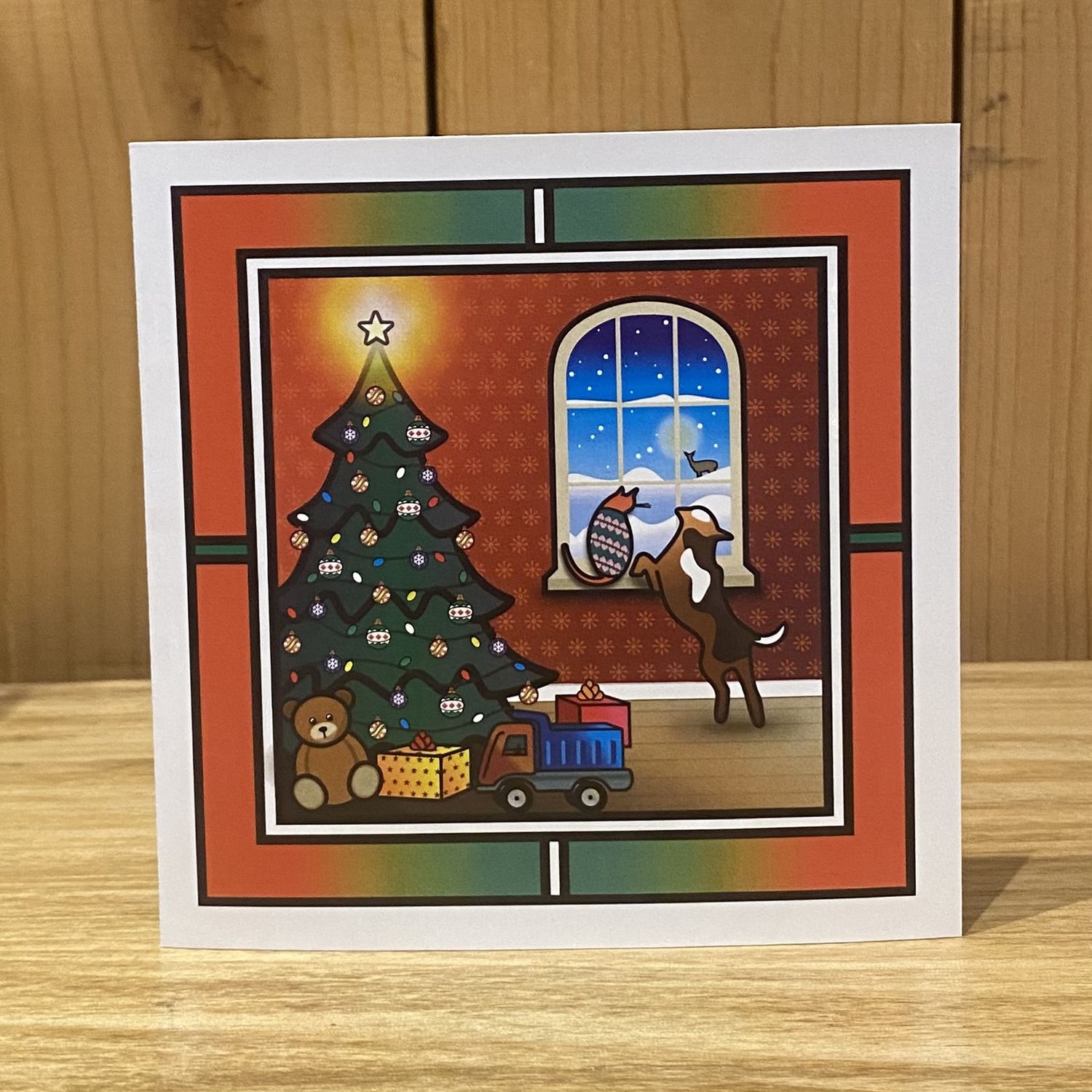 MeTimothy Card Christmas Tree With Dog and Cat