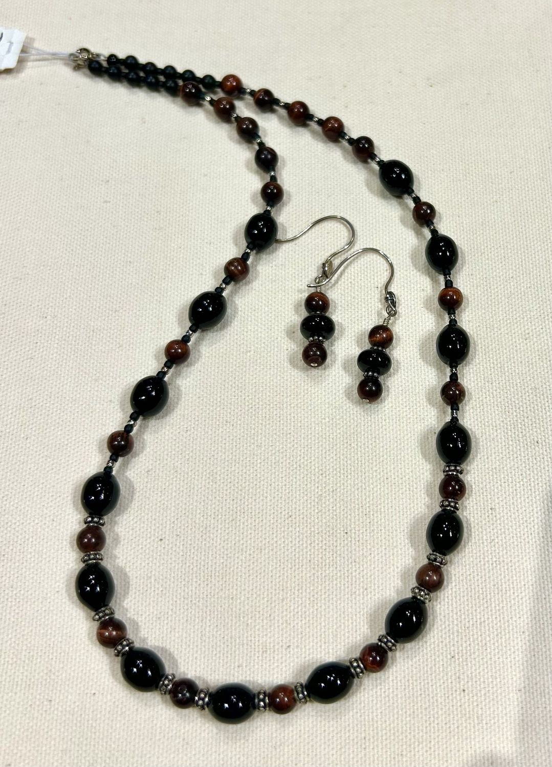 Puntenney Necklace/Earring Set Onyx Beads and Polished Stones