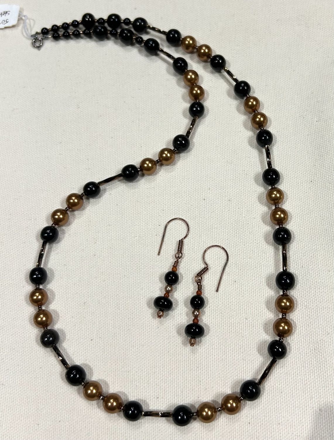 Puntenney Necklace/Earring Set Copper Swarovski Crystal Pearls