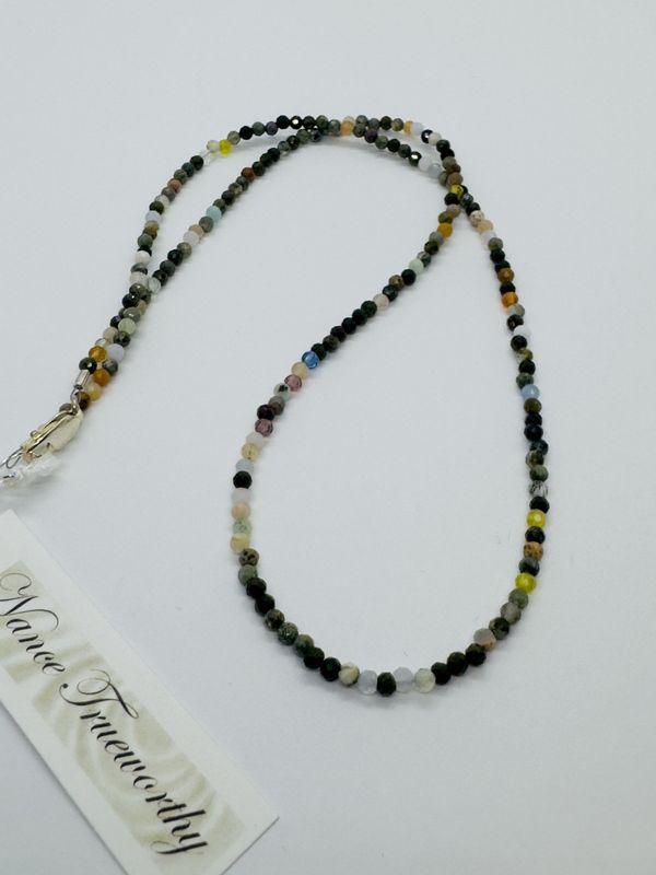Trueworthy Necklace Tiny Faceted  Multi-Color Perustones