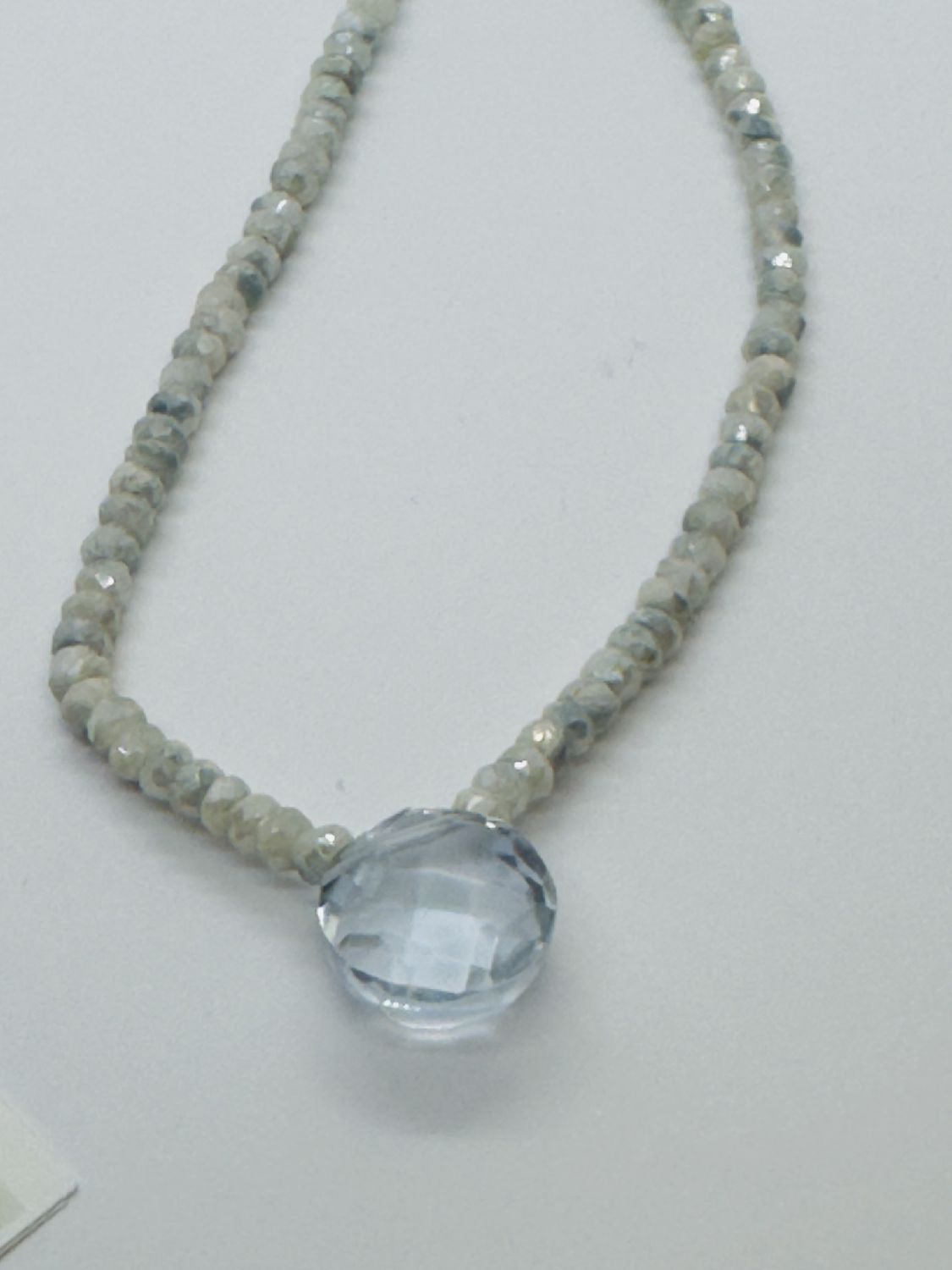 Trueworthy Necklace Faceted Moonstone with Round Faceted Quartz