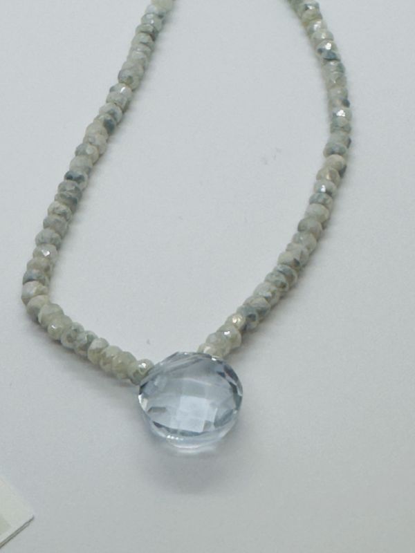 Trueworthy Necklace Faceted Moonstone with Round Faceted Quartz