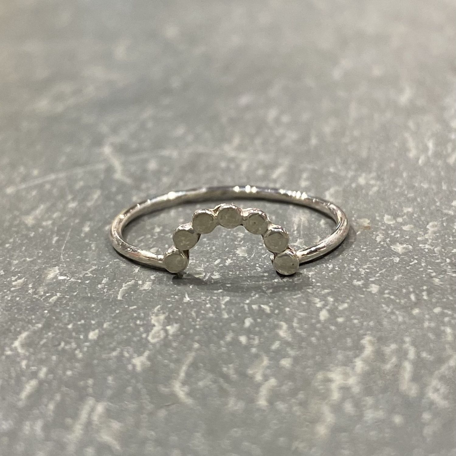 Tessler Ring Half Moon with Flat Dots, Size: 8