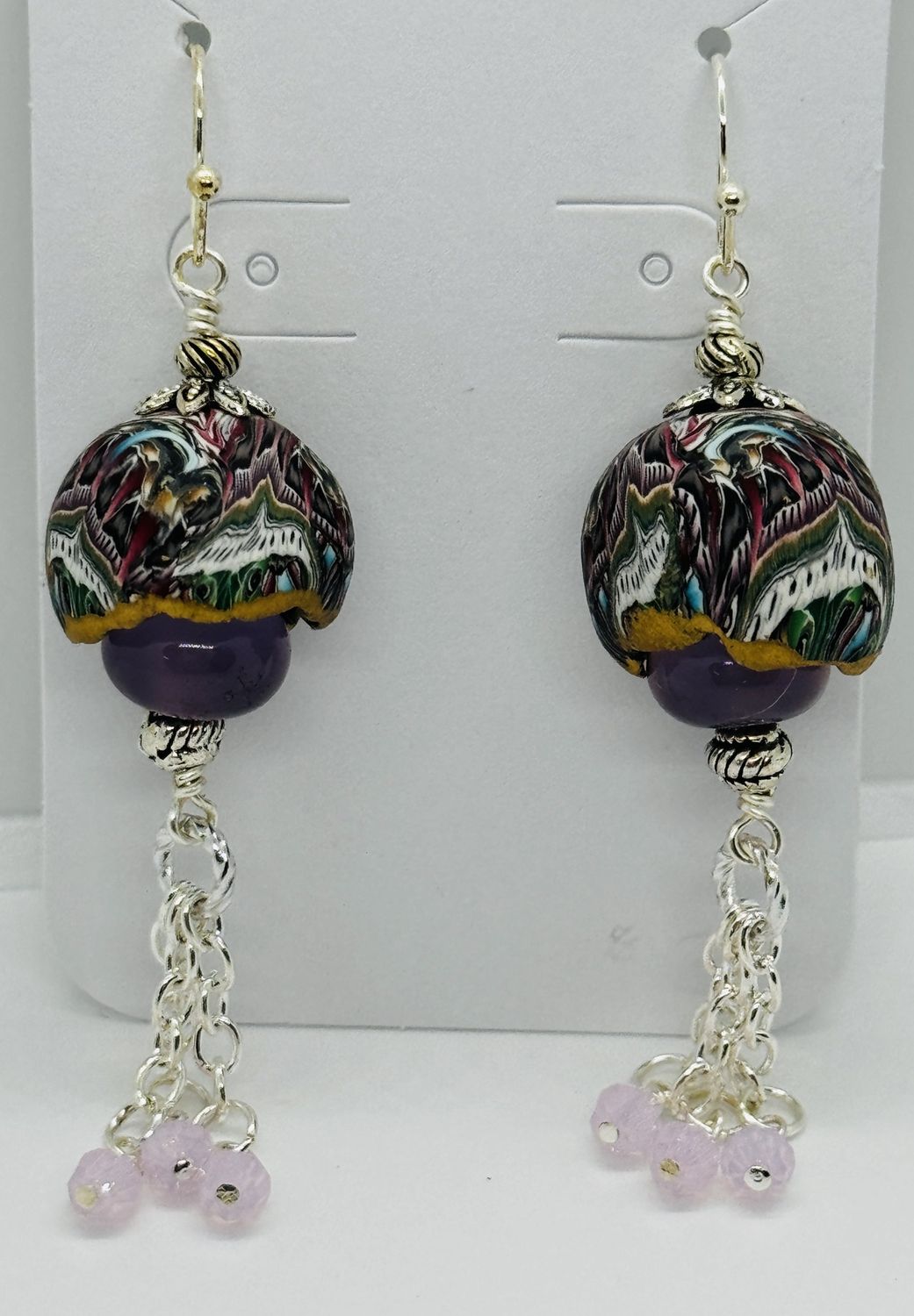 Whitney Earrings Polymer Clay, Lampwork and Swarovski Crystals