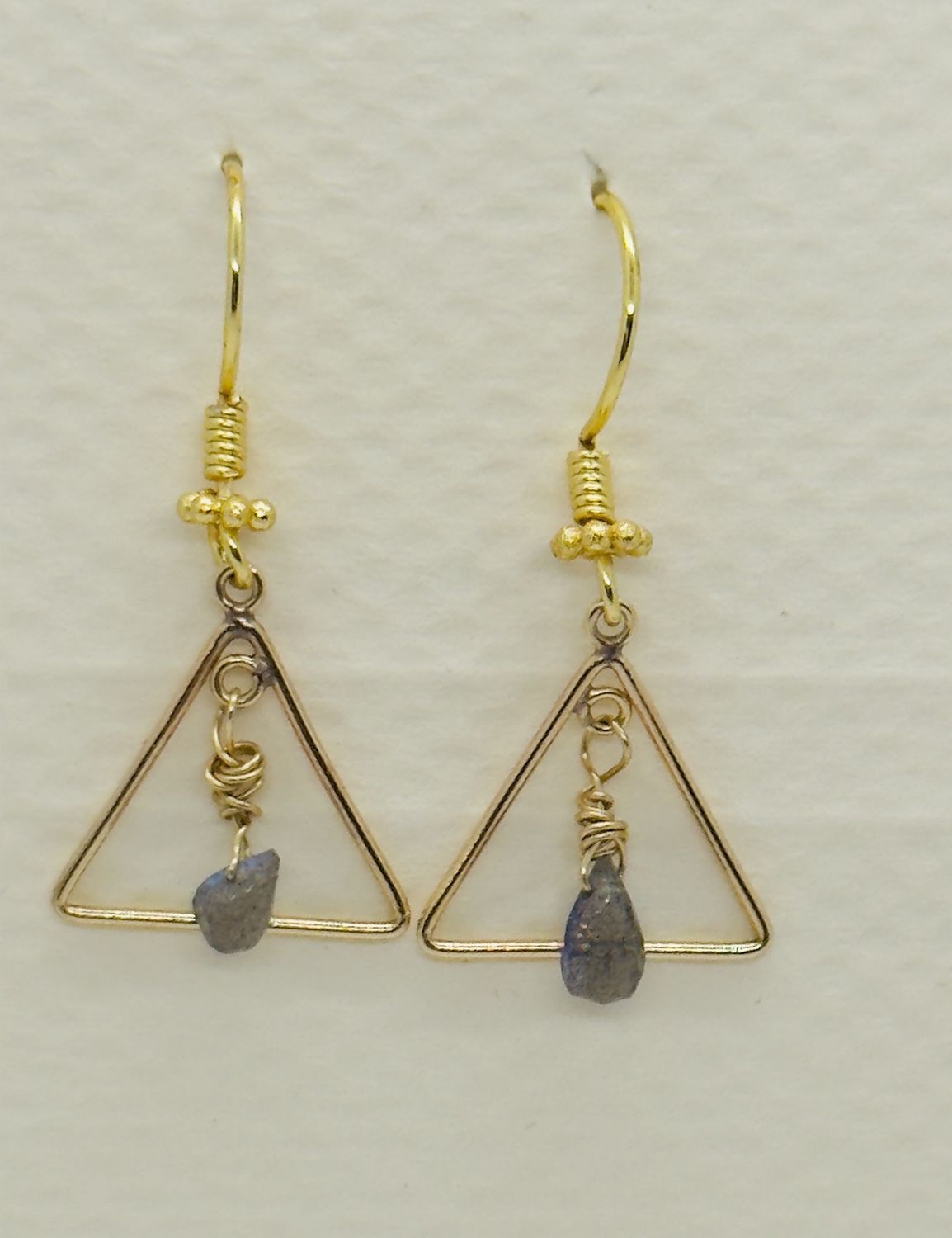 Bourie Earrings Gold Triangle With Labradorite