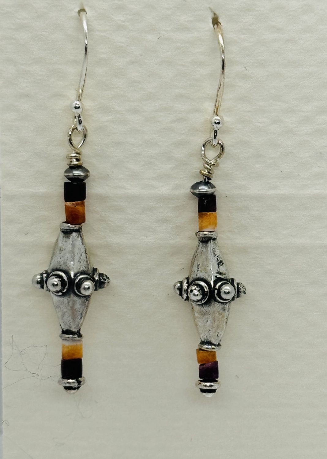 Bourie Earring Turkish Dotted Silver With Red and Purple Spiny Oyster