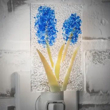 J Devlin Stained Glass Nightlight Blue Flower