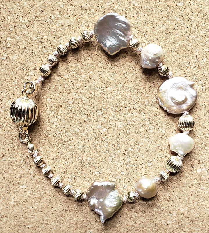 Bourie BraceletKeishi Pearls and Rare Druzy Pearls
