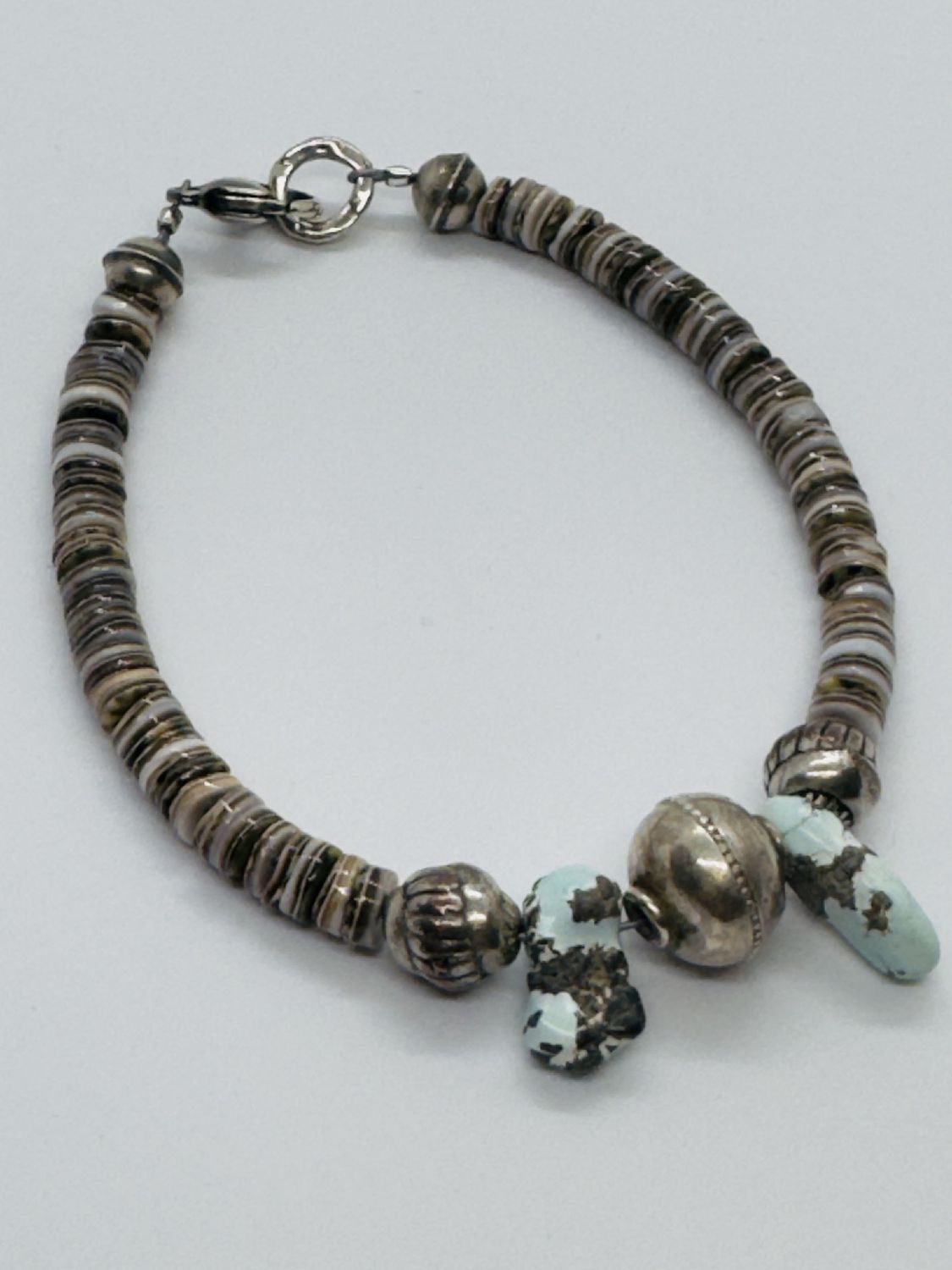 Bourie Bracelet Shell Heishi With Lone Mountain Turquoise
