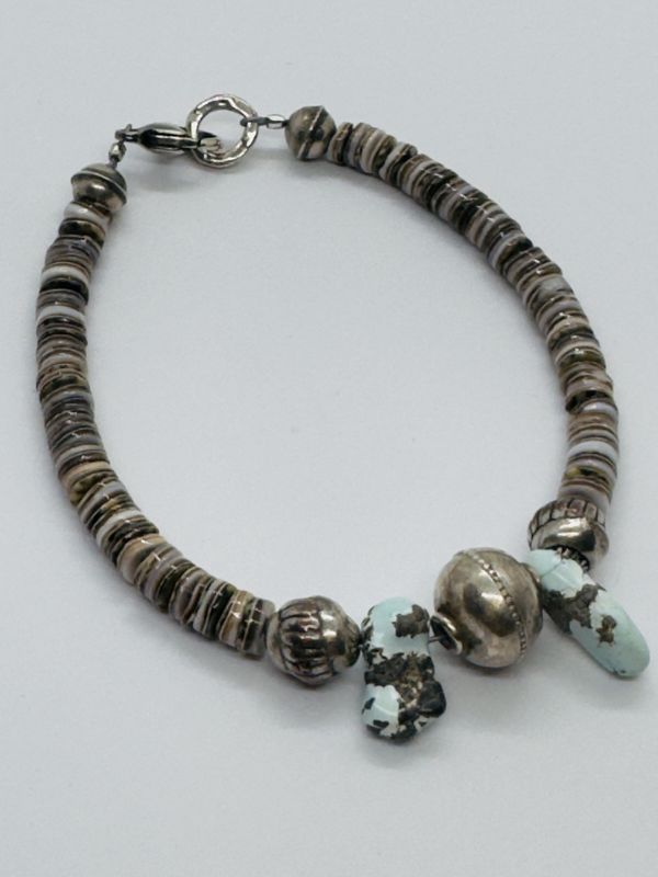 Bourie Bracelet Shell Heishi With Lone Mountain Turquoise