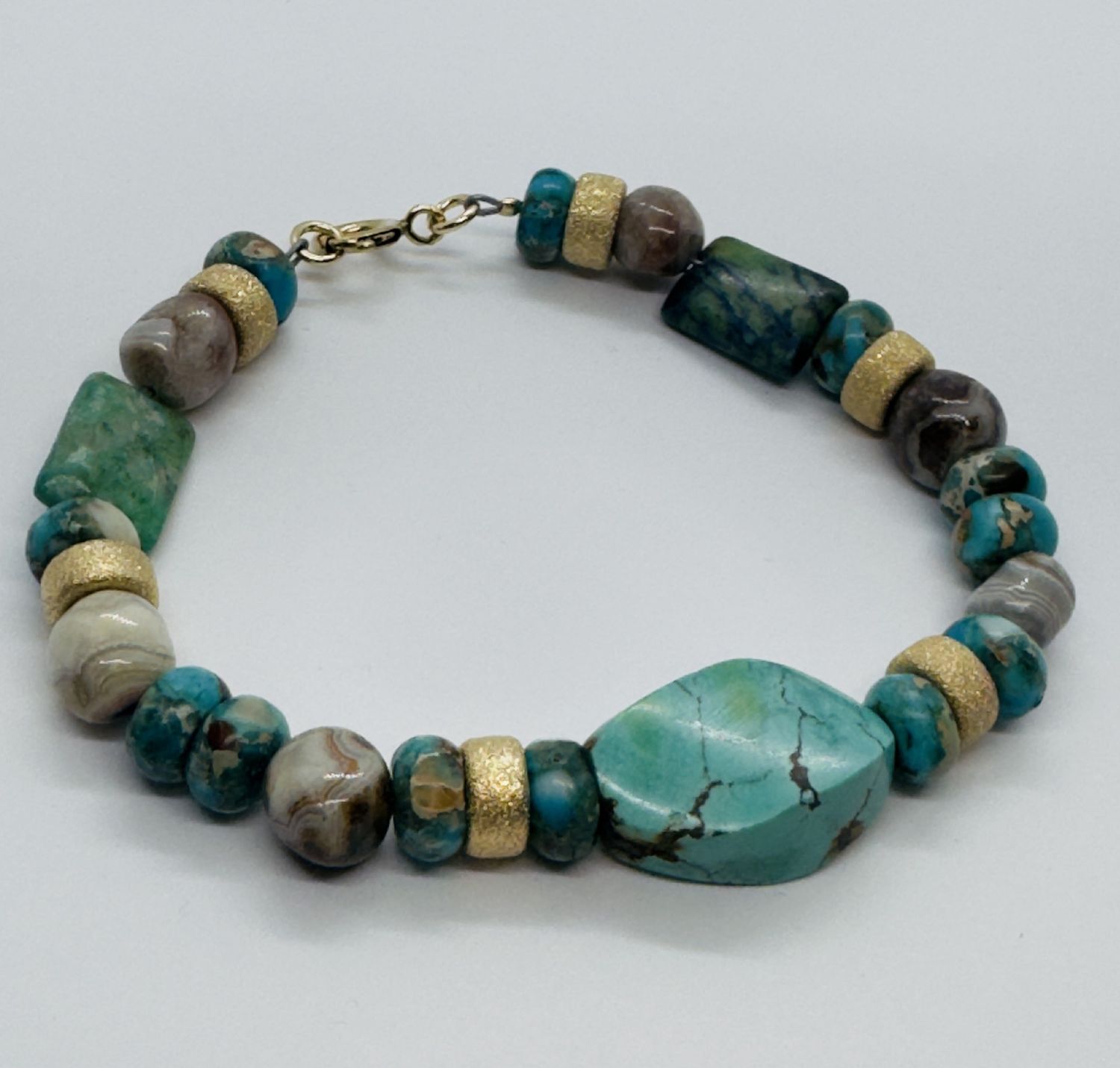 Bourie Bracelet Chrysocolla, Jasper and Sparkled Beads