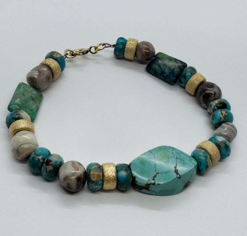 Bourie Bracelet Chrysocolla, Jasper and Sparkled Beads