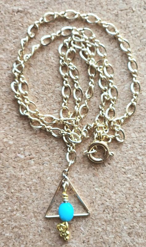 Bourie Necklace Triangle Pendant with Kingman Turquoise Dangle
