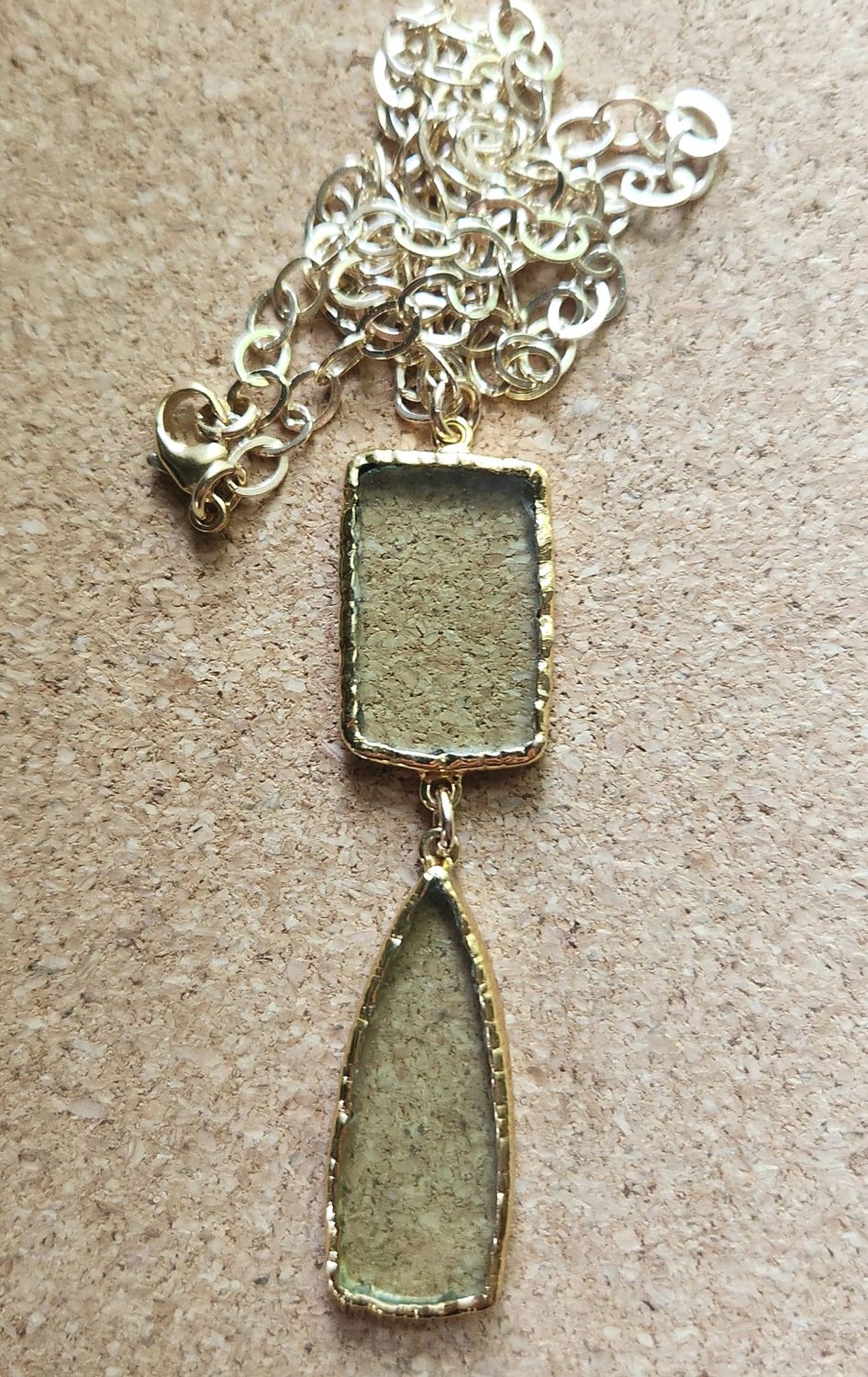 Bourie Necklace Green Chalcedony Two Tiered in 14K Gold Fill